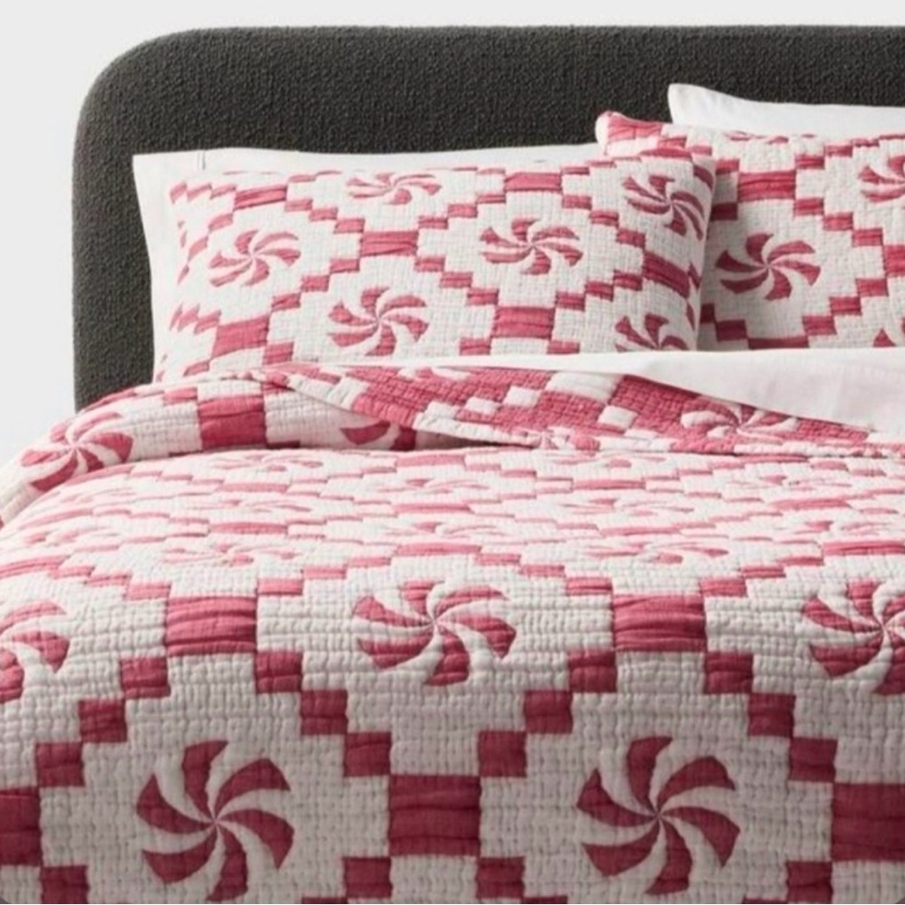 Threshold Pink and White Quilted Bedding